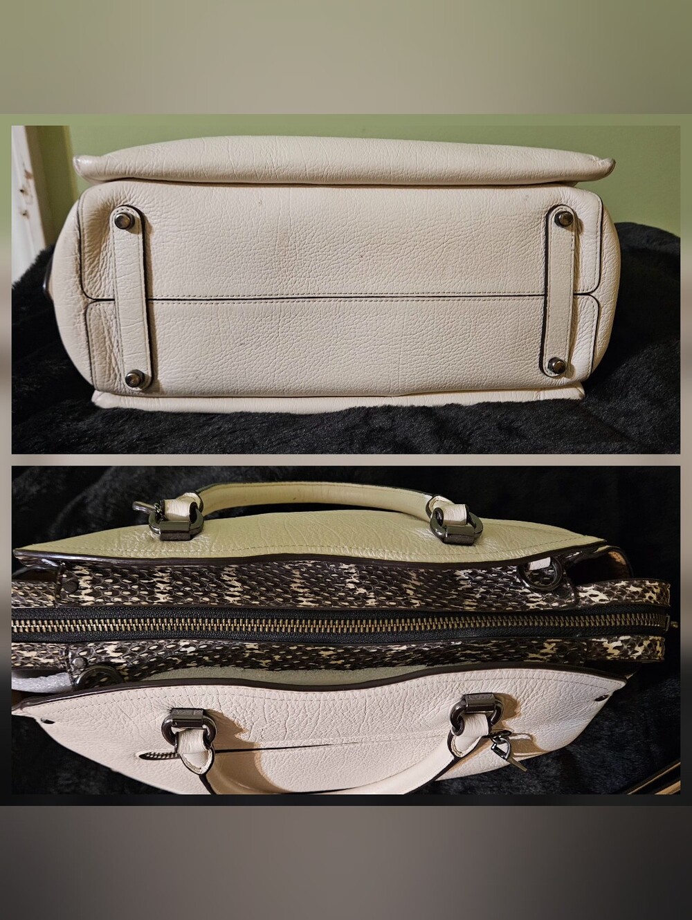Coach Drew Satchel With Snakeskin TrIm MSRP $450 - Picture 6 of 9